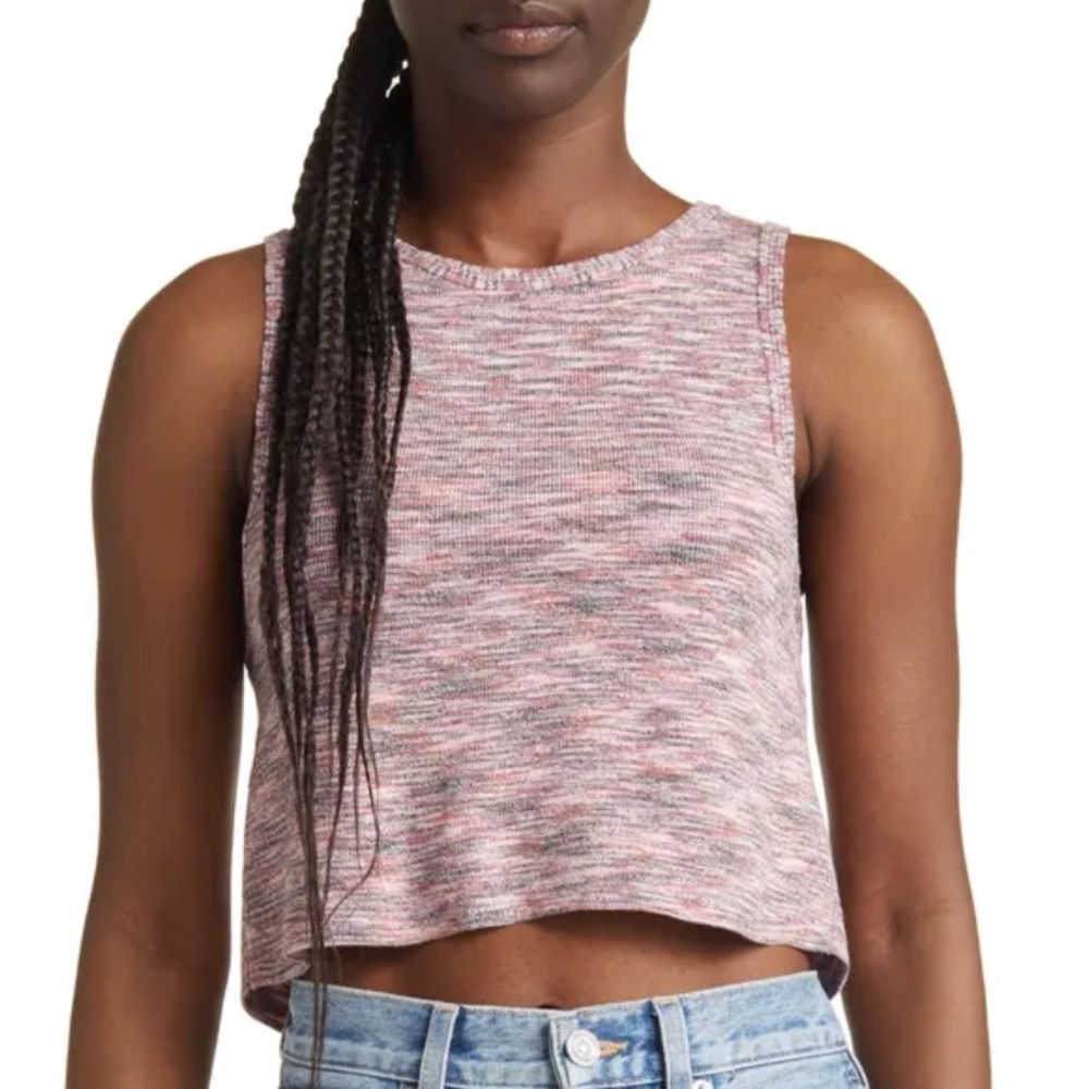 NWT- FREE PEOPLE CUTE BEST OF US SWEATER CROPPED TANK IN ONTX BLOSSOM - SMALL